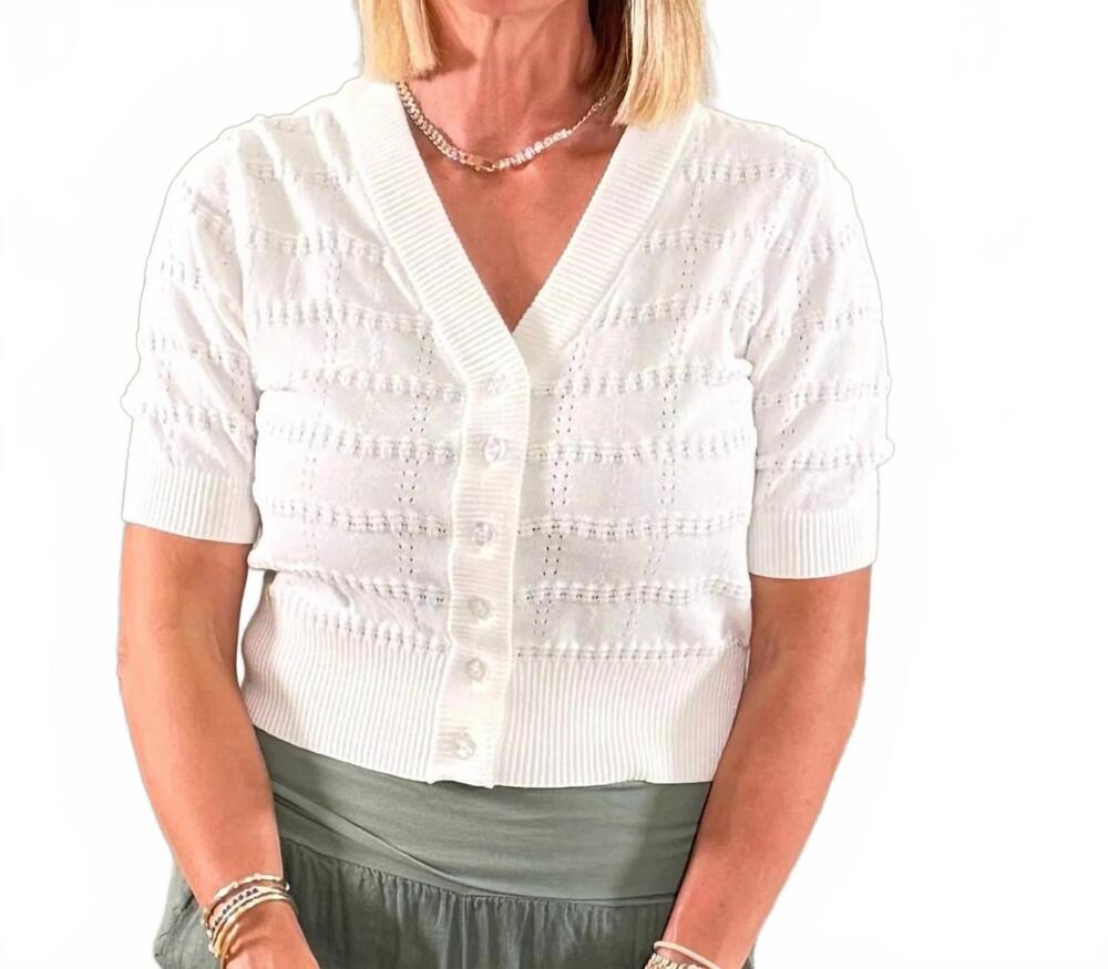 NEW APRICOT cutesy cropped short sleeve cardigan in white